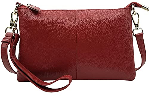 lifwimner Umhängetasche Damen Klein Handtasche Damen Leder Crossbody Schulter Wristlet Geldbörse Clutch Telefon Kreditkartenfächern mit Trageschlaufe(Rot)