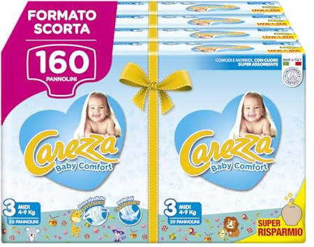 Carezza Baby Comfort Midi | Größe 3 (4-9 kg) | 160 Windeln