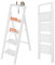 JOISCOPE Portable 4 Step Folding Reinforced Carbon Steel Ladder, Multi-functional Ladder Stool with Storage Shelf, with 22cm Step Spacing, Anti-slip Treads and Foot Pads, Suitable for All Space, White