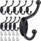 GlazieVault Black Coat Hooks for Wall - (Black Hooks Pack 10) Zinc Alloy Coat Hooks(10 Pack) - Heavy Duty Coat Hooks Wall Mounted - Premium Design Rust Free Door Hooks for Hanging