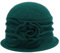 ZLYC Damen Winter Wolle Fischerhüte Blumen 1920s Vintage Bowler Hut(Geblümter Teal Grün),Einheitsgröße
