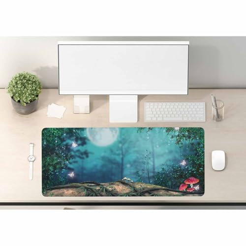 Woutay Desk Pad,Magic Forest,Extended Large Computer Keyboard Mouse Mat Desk Pad
