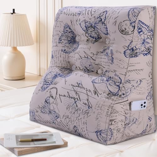 LELEFIDO Gebogenes Lesekissen für Bett, Kopfteil, Keilkissen für Rückenstützkissen, erhöhtes Rückenkissen zum Sitzen im Bett oder Sofa, mit abnehmbarem Bezug