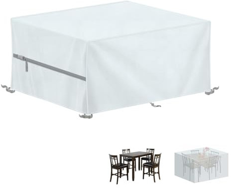LAMUNI Garden Table Cover, 120x80x75cm Patio Table and Chair Cover Set, 420D Oxford Rattan Garden Furniture Covers, Waterproof Patio Furniture Cover Outdoor Patio Table Covers Rectangle