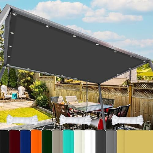 Sonnensegel mit Öse 7 x 9 m PES Windschutz Sonnensegel Rechteckig Uv-Schutz-Polyestergewebe mit Seil Sonnenschutz Markise für Balkon Terrasse Und Garten, Dunkelgrau