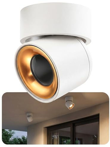 SSC-LUXon AYONA Aufbaustrahler weiß-gold schwenkbar IP54 GU10 ohne Lampe | Schwenkbarer Deckenspot weiß-gold - für Küche, Bad & Wohnzimmer, innen & außen, spritzwassergeschützt IP54, für GU10