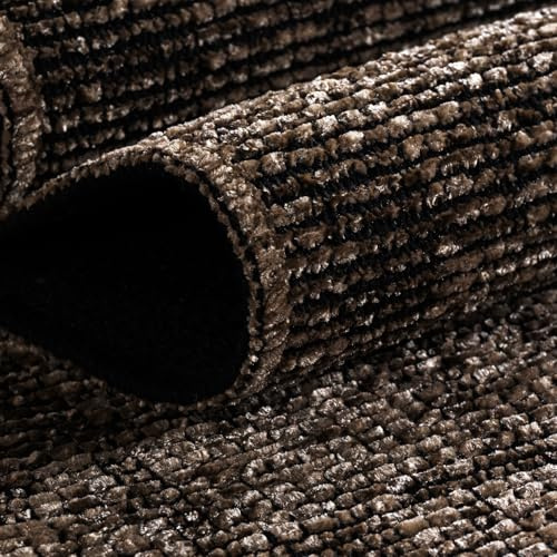 KADIMA DESIGN Wohnzimmerteppich Einfarbig Schlicht Pflegeleicht Elegant Waschbar Baumwolle-Chenille Braun 140x200 cm Schlafzimmer Wohnzimmer Oeko-TEX Zertifiziert | TITLIS