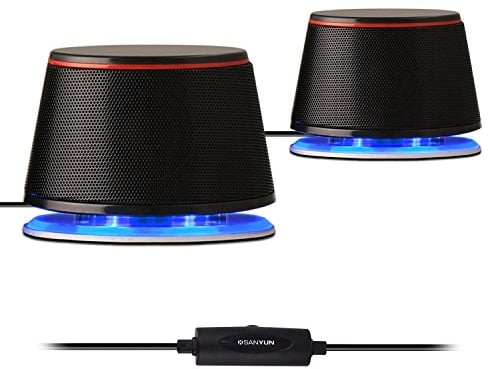 Sanyun SW102 PC-Lautsprecher, 5Wx2, Tiefer Bass in kleinem Körper, Stereo 2.0 USB 3.5mm Aux Multimedia-Lautsprecher, eingebaute Bass Vibrierende Membran, Computer Laptop Desktop Lautsprecher, Schwarz