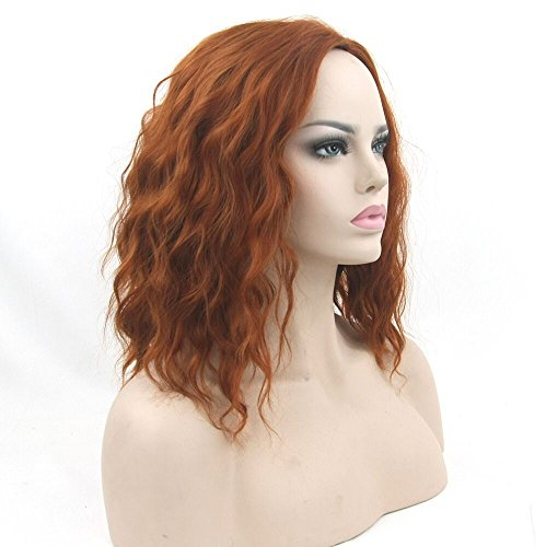 Fouriding Perücke kurz lockige Welle Frauen Bob Haare Perücken für Damen Halloween Cosplay Party Anime Fasching Kostüm (Braun)