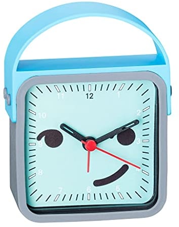 Wecker Kinderwecker blau-grau Alarm Analog Kunststoff mit schleichender Sekunde