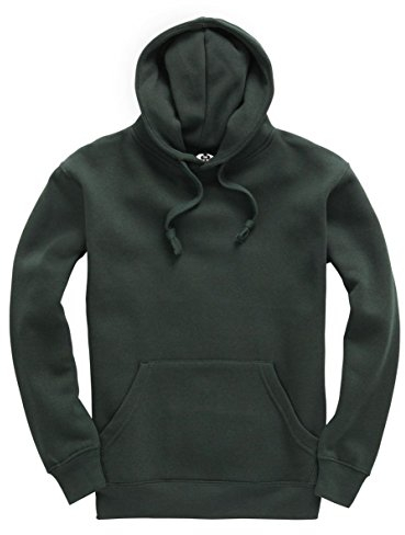 Plain Pullover Hoodie Hooded Top Unisex Mens Ladies Hooded Sweatshirts Bottle Green, XXL