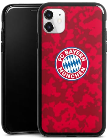 Silikon Hülle kompatibel mit Apple iPhone 11 Case schwarz Handyhülle FC Bayern München Camouflage FCB