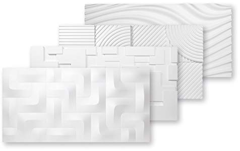 MARBET DESIGN 3D Wandpaneele (1 Platte, 0,46m²) Styropor Paneele weiß 96x48x3cm Wandverkleidung Wärmedämmung (PD-3) wall panels Schaumstoffplatte Gaming Wanddeko