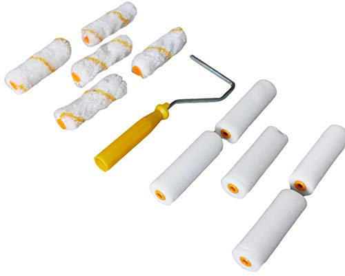 Professional DIY Mini Paint Roller with Handle and 10 Quality Roller Sleeves