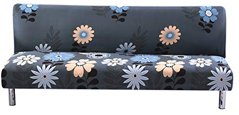 jianyana Stretch Armless Sofa Bed Cover 3 Seater, Universal Couch Sofa Slipcover, Futon Cover Non-Slip Armless Folding Sofa Bed Cover for Living Room Home
