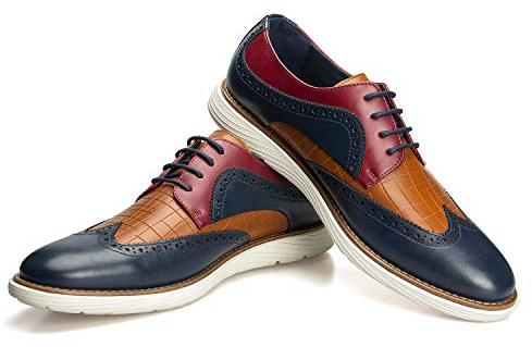 JITAI Men Oxfords Shoes Zapatos de Vestir Casuales para Hombres Zapatos de Moda Ligeros con Cordones, Multicolor-04, 43 EU (10 UK)