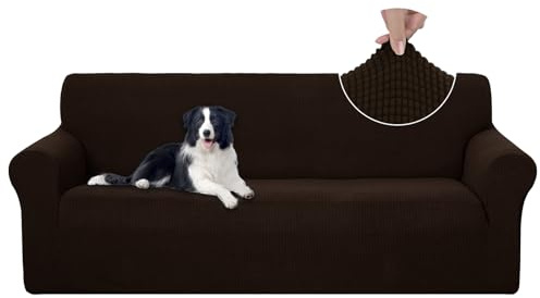 U-NICE HOME Stretch Couch Cover Slipcover for 3 Cushion Sofa, Chocolate