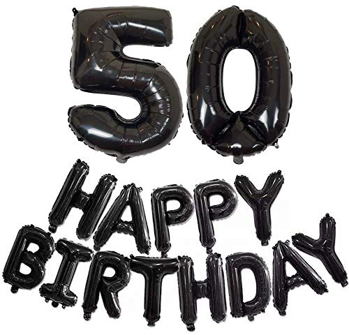 DIWULI Geburtstagsdeko 50 Jahre Schwarz - Luftballon Set