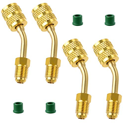 Jubaopen 4PCS R410a Adaptador de Conector para Aire Acondicionado Válvula de Carga Refrigeración Adaptador de Latón para Aire Acondicionado