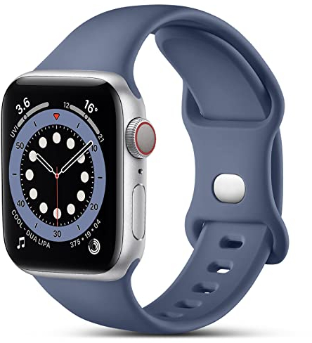CeMiKa Compatible with Apple Watch Strap 45mm 46mm 44mm 42mm 49mm, Soft Silicone Sport Band Replacement Straps for iWatch Strap Series 10 9 8 7 6 5 4 3 2 1 SE, Women Men, Blue Grey