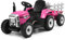 COSTWAY Trattore con Rimorchio Cavalcabile per Bambini 12V, Trattore Elettrico Telecomandato, con Luci e Suoni, 30kg, 3+ Anni (Rosa)