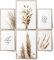 BLCKART Infinity Beige Love Bilder Set Pampasgras Poster Natur Gräser Stilvolle Beidseitige Deko Boho (L | 2x A3 | 4x A4 | ohne Rahmen, Beige Pampasgras)
