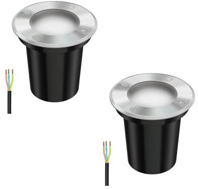 ledscom.de 2x Bodeneinbauleuchte BOLI für außen, IP67, edelstahl, gefrostet, rund, 108mm Ø inkl. LED Lampe 450lm warmweiß