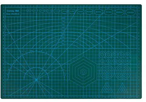 Schneidematte A3 Selbstheilend Cutting Mat mit beidseitigen Rastern und Markierungen für Professionelle Schnitte Nähen Basteln Patchworken 45 * 30cm Grün