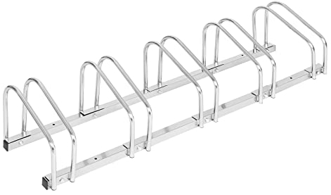 WOLTU Fahrradständer für 5 Fahrräder Fahrradhalterung auf dem Boden Aufstellständer für Fahrradaufhängung Fahrradhalter aus Metall