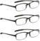 NRDIK PROFLEX Lightweight (3er-Pack) Flexibel Lesebrille - schlagfest, kratzfest, biegsam, rutschfest, Unisex (Herren + Damen) preiswerte (oval, schwarz, 3.0)