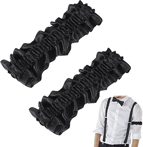 Jadive 2 Pcs Roaring 20s Armband Garter for Men Sleeve Shirt Costume Anti Slip Arm Holder Garter Belt for 1920s Party(Black)