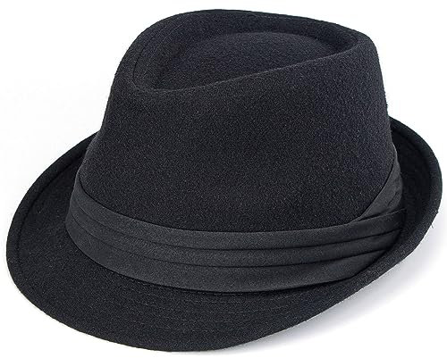 Cappello Fedora in Feltro Classico Cappello a Tesa Corta Jazz Trilby Panama per Uomo Donna
