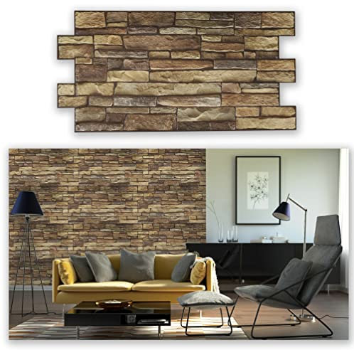 Grace Baltic – 3D Wall Panels for Interior Wall Decor Non-Adhesive Thin and Elastic PVC Brown Slate 15 Pack(79.5 sq ft) Wall Covering Panels for Home and Office – Size (38.2 x 19.3) in