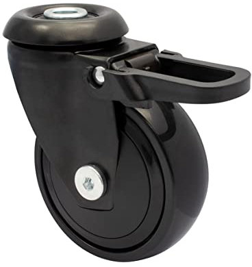 WAGNER ultrawendige 360° - 3C - Design-Lenkrolle/Möbelrolle - schwarz, soft, Rückenloch, Feststeller kompatibel mit TENO Möbelbeine, Durchmesser Ø 75 mm, Bauhöhe 100 mm, Tragkraft 75 kg - 01337701