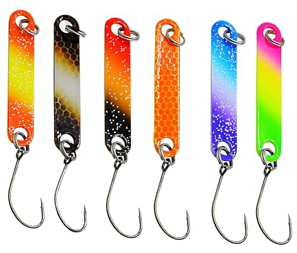 Cucchiai Pesca Trota, Set di Esche Artificiali 4cm, 6 Pezzi Accessori UV Attivi per la Pesca