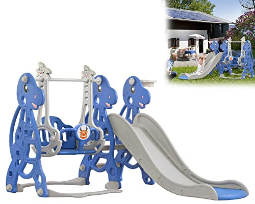 Aufun Toboggan Enfants, 3-en-1, Toboggan avec Panier de Basket, Toboggan Extra Long, balançoire, Toboggan bébé Facile à Installer pour l'intérieur et l'extérieur, Jardin (175x40x105cm)