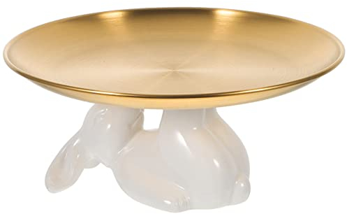 Cabilock Plateau Lapin en Céramique Décor De Gâteau De Mariage Garniture d'or Plateau De Rangement pour Bijoux Plateau à Bijoux Lapin des Boucles d'oreilles Mère Acier Inoxydable