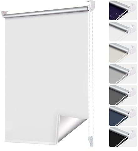 smartdemo Verdunklungsrollo ohne Bohren & mit Bohren, Klemmrollo Fensterrollo Weiß B40 x H210cm (Stoffbreite40cm), Thermorollo Sichtschutz und Sonnenchutz, Klemmrollo rollos für Fenster & Tür