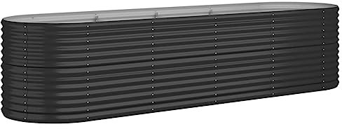 vidaXL Garden Raised Bed Galvanised Steel 296x80x68 cm Anthracite
