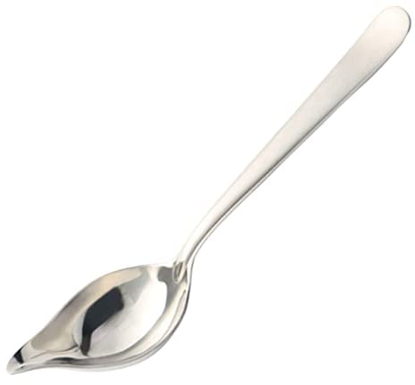 Housoutil Stainless Steel Spoon Gravy Ladle Cooking Oil Spoon Desert Spoon Gray Decor Kitchen Table Gray Kunz Spoons Steel Handle Spoon Cooking Oil Ladle Steak Pizza Sauce Cooking Spoon Oat