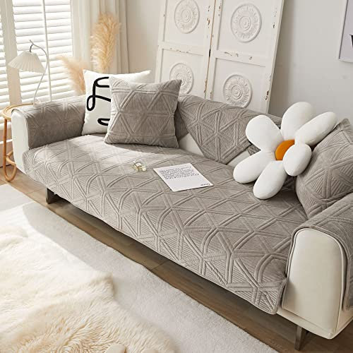 WYJHNLBEDC Sofa/Couch überzug, Sofabezug L Form/U Form/Ecksofa 3/2/1 Sitzer, Sofa überwurfdecke, Warmer Weicher Samt Sofaschoner Decken rutschfest, Sofaschutz Decke Hund Kratzschutz Katze, 90x160cm