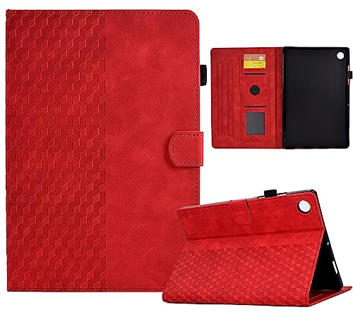 Vkooer Coque pour Samsung Galaxy Tab A8 10.5 Pouce 2022/2021 (SM-X200/X205/X207) Tablette Housse Cuir PU Etui de Protection Flip Case avec Veille/Réveil Auto et Multi-Angle Support- Rouge