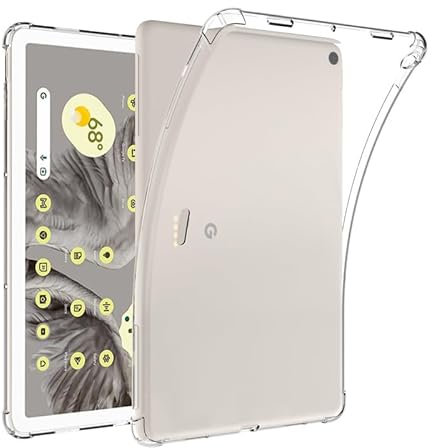 GMUJIAO Hülle Kompatibel mit Google Pixel Tablet 11 inch,Silikon Weiches Leder TPU Stoßfest Leichtes Gehäuse-Transparent