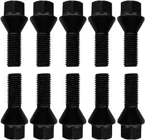 Lot de 10 boulons de roue coniques Noir M12 x 1,5 30 mm