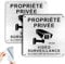 Goodvia Panneau Propriété Privée sous Vidéo Surveillance 15x15cm Aluminium Brossé avec Auto-adhésif loi n°2011-267 du 14 mars 2011 Argent/2 Pièces