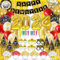 Silvester Deko 2025 Silvesterparty Dekoration Set 57 Pcs, Happy New Year Girlande, 2025 (32-Zoll) Folienballons, Lametta Vorhänge, Rot Gold Luftballon, Tischdecke, Hüte, Silvester Haarreif, Brillen