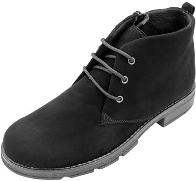 Kristian Shoes 2211 Botas Mujer Invierno Cuero Nobuck - Botines Mujer Acolchado Cálido con Cierre de Cordones y Cremallera, Ideal para Invierno - Comodidad y Estilo en Cada Paso Negro 38