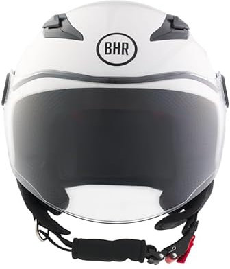 Casco Moto Bambino Demi-Jet, BHR 838 CHILDREN, Casco Scooter per Bambini/Bambine Omologato ECE 22.06, Visiera Antigraffio e Sgancio Micrometrico, Bianco, S