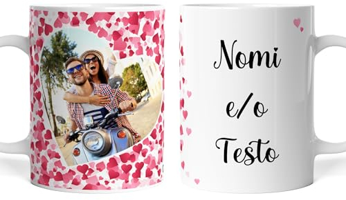 Caribu design Tazza Personalizzata con Foto e Testo Scritta Dedica - Idea Regalo Personalizzabile San Valentino Anniversario Compleanno per Lui Lei Uomo Donna Fidanzato Fidanzata Moglie Marito Coppia