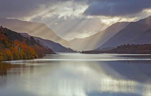 GUOHLOZ Jigsaw Puzzles for Adults 1500 Piece Landscape Jigsaw Puzzles for Adults Gifts, UK, Wales, Glacial Lake, Snowdonia Region, County Gwynedd, 87x57cm